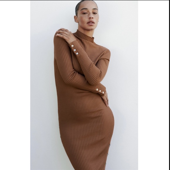 Zara | Dresses | Zara Knit Dress With Side Buttons | Poshmark